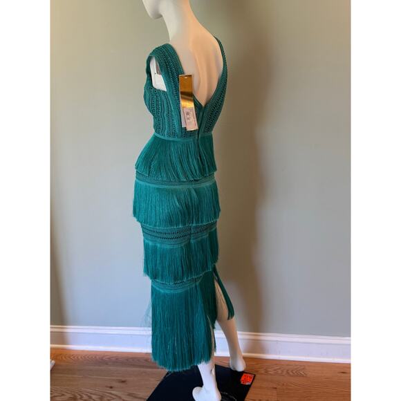 PatBO PLUNGING FRINGE MIDI DRESS Size 2 - Picture 13 of 13